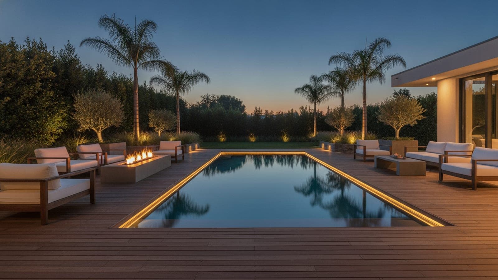 Homeowner comparing pool loan monthly payment options on a laptop beside pool plans