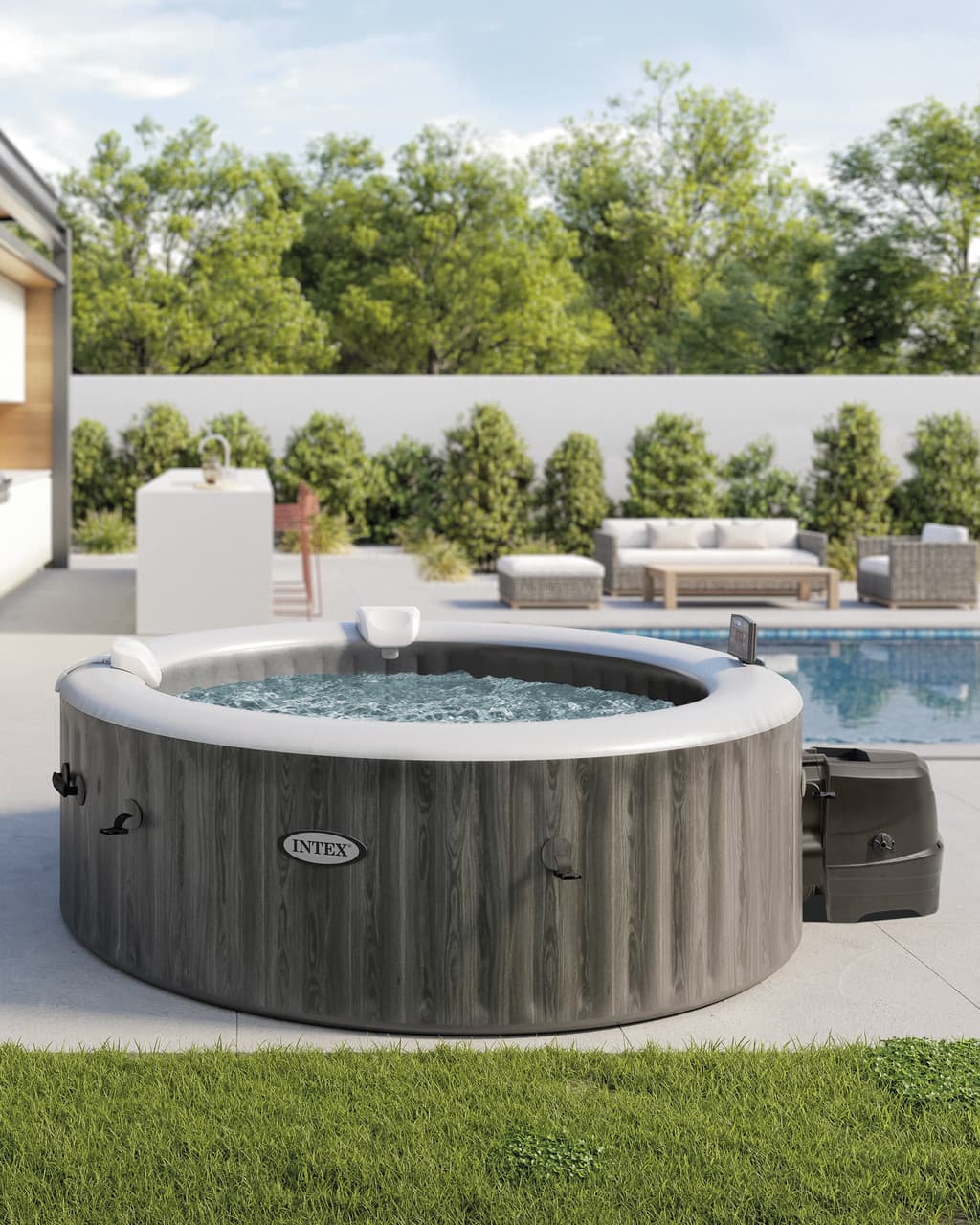 Intex PureSpa Greywood Deluxe 6-person inflatable hot tub