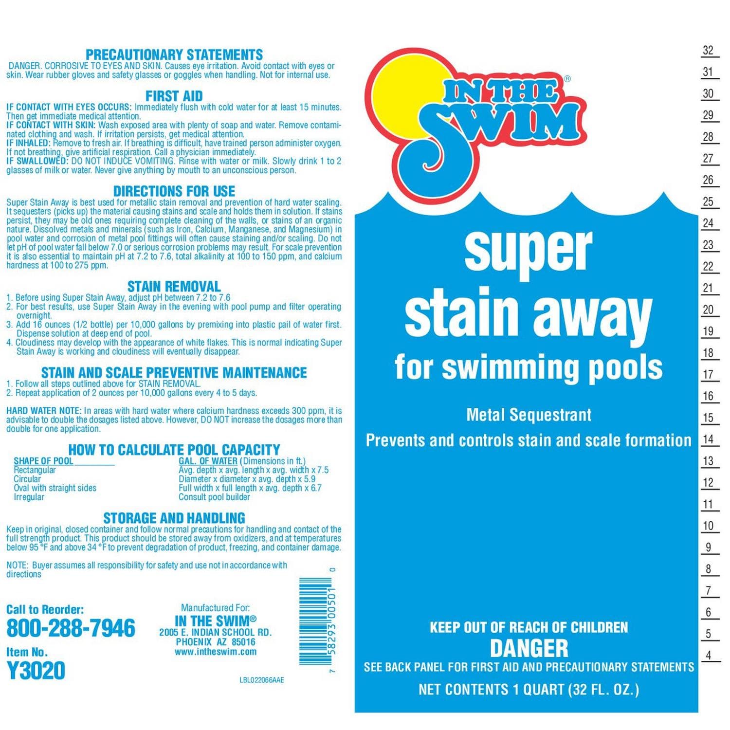 In The Swim Super Stain Away metal sequestrant for pools