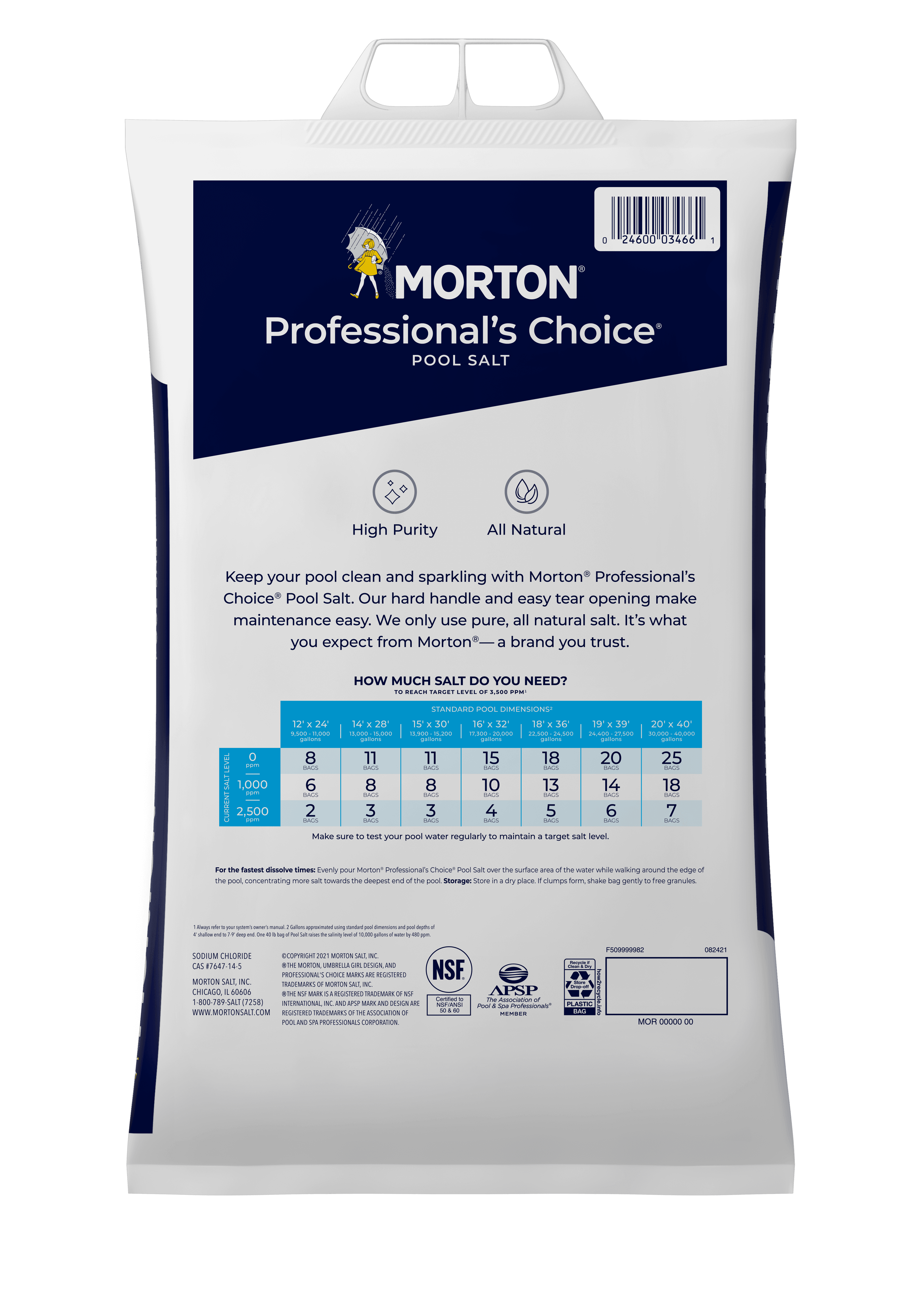 Morton Pool Salt 40 lb bag for salt chlorine generators