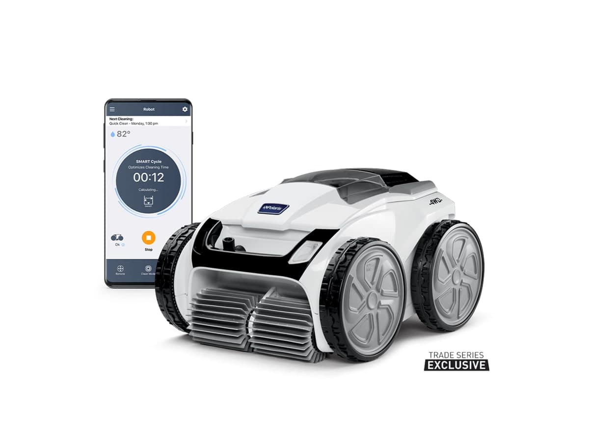 Polaris VRX iQ+ robotic pool cleaner with caddy