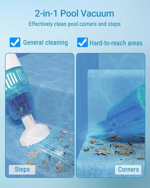 WYBOT handheld cordless pool vacuum with dual suction heads